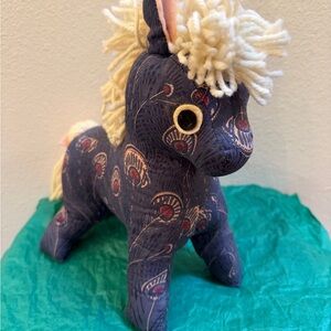 Liberty of London Blue and Cream Patterned Plush Pony